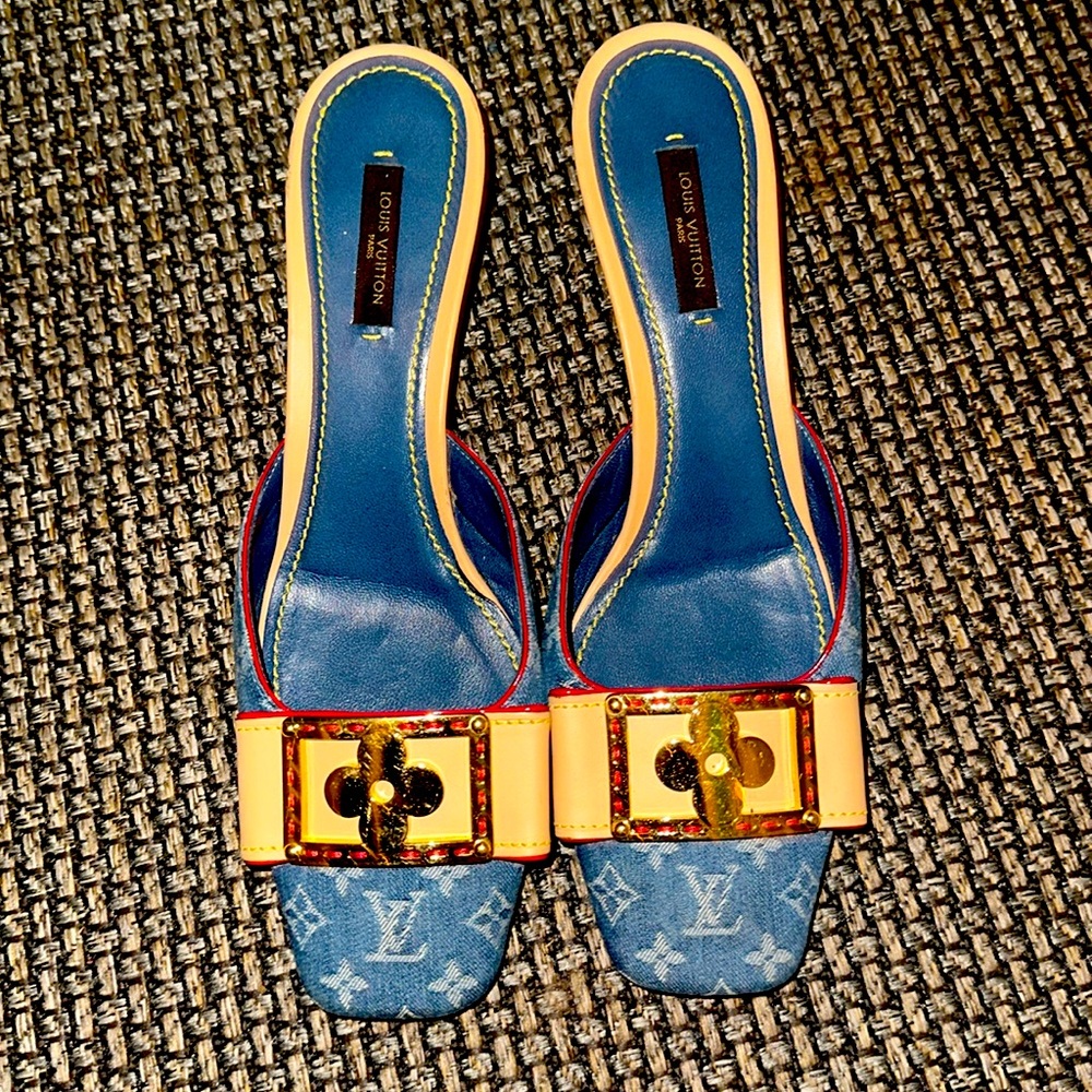 Louis Vuitton denim mules